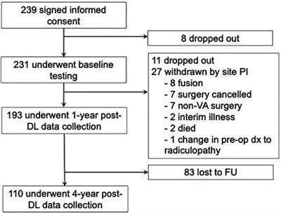 Preoperative factors and four-year decompressive laminectomy success in symptomatic lumbar spinal stenosis